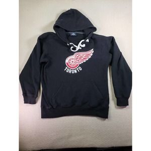 J. America Hoodie Mens Large Black Pullover Toronto Long Sleeve Drawstring